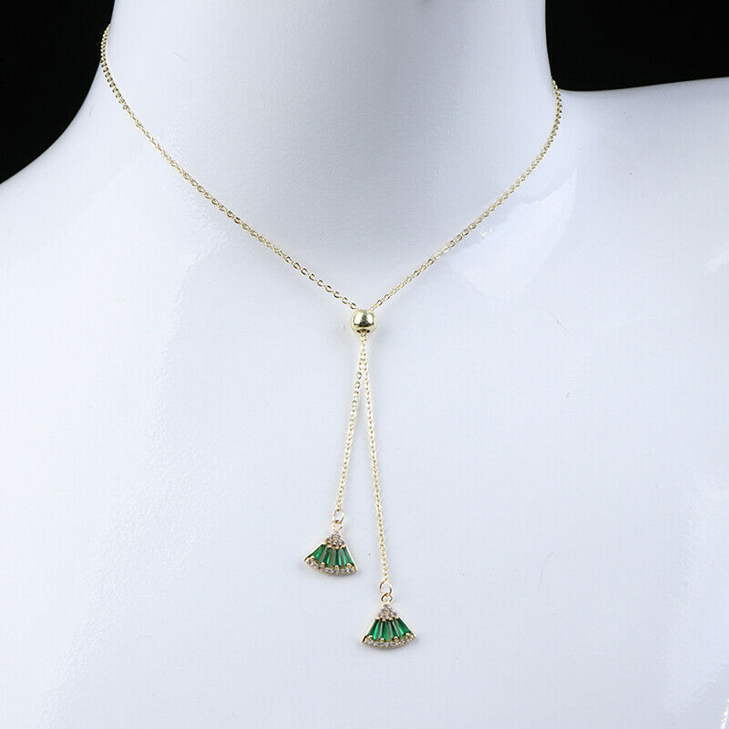 Classic Green White Crystal Geometric Necklace Pendant Chokers For Women .l8