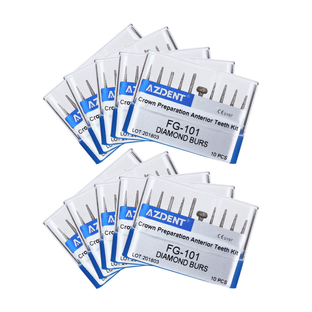 50 X Dental Diamond Burs Set f Crown & Bridge Preparation Anterior Front Teeth