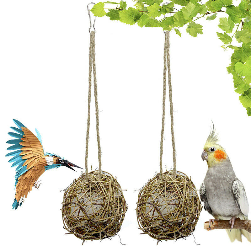 Hummingbird Nesting House Birds Hand-woven Rattan Globe Bird Parrot with .l8