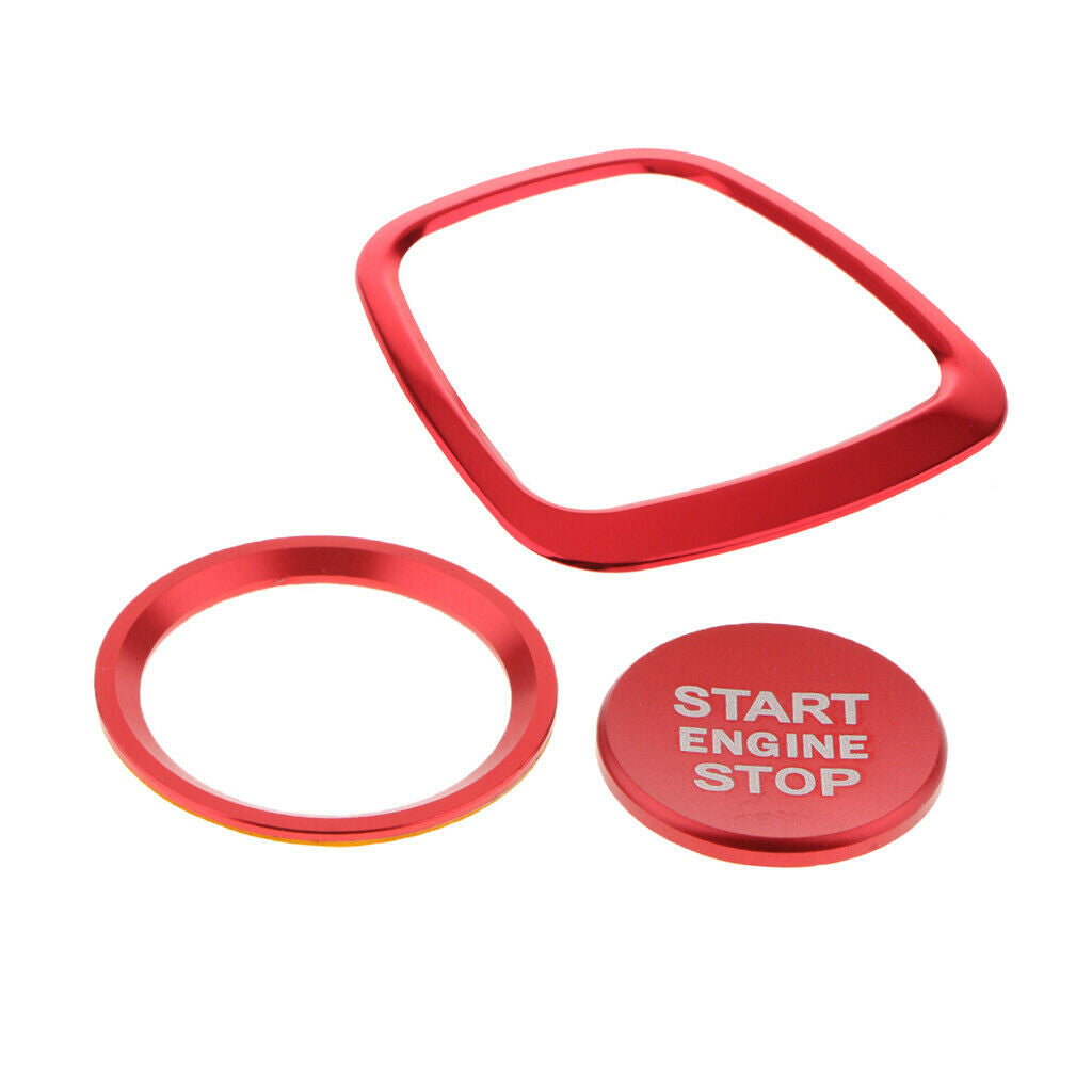 3pcs Full Trim Engine Start Stop Button Red  Chrome Cover for Audi Red