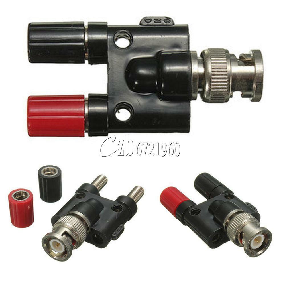 Black+Red BNC Male Plug to Two Dual Banana Jack RF Adapter Connector New