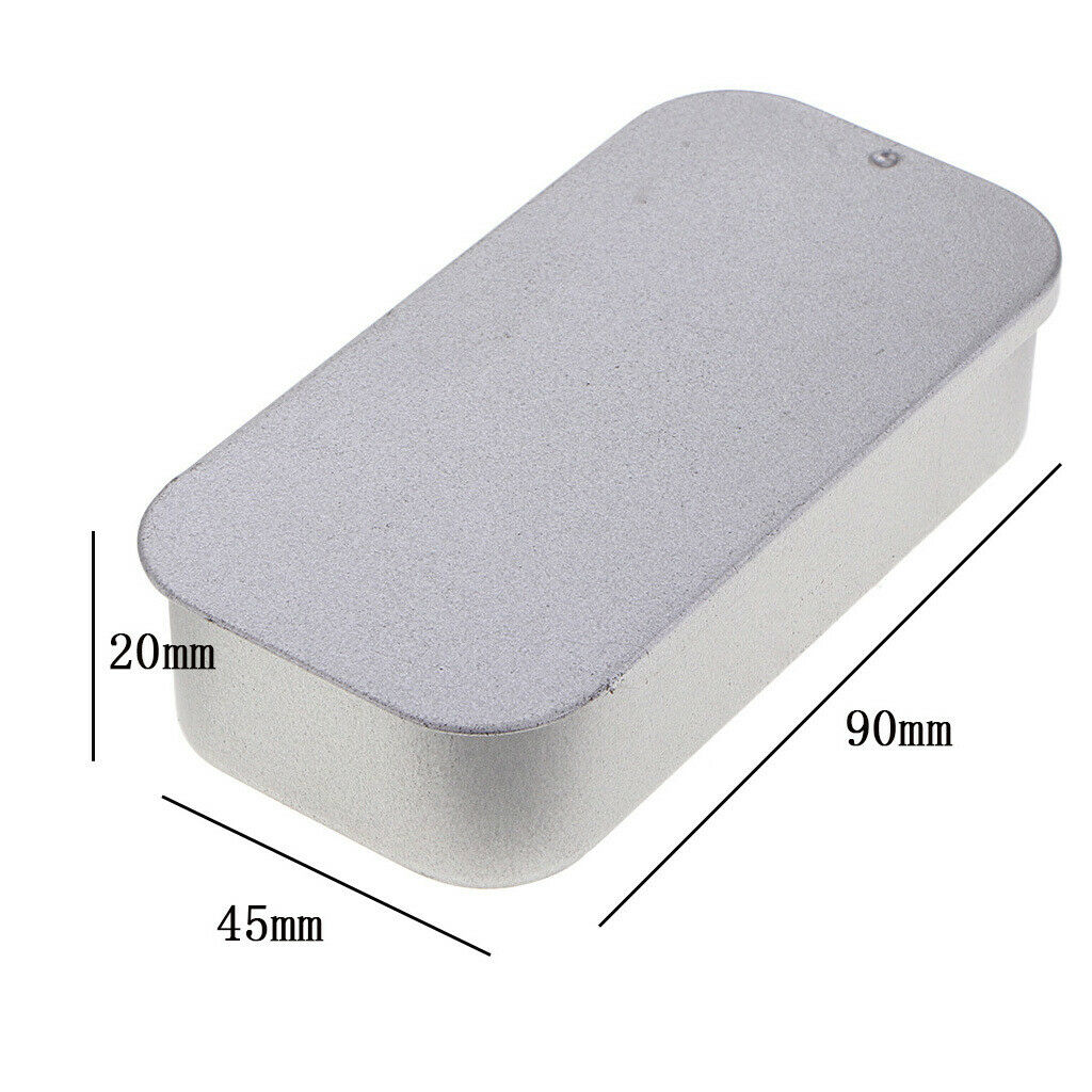 2x Slide Top Tin Rectangular Box Mini Containers Office Small Storage Kit
