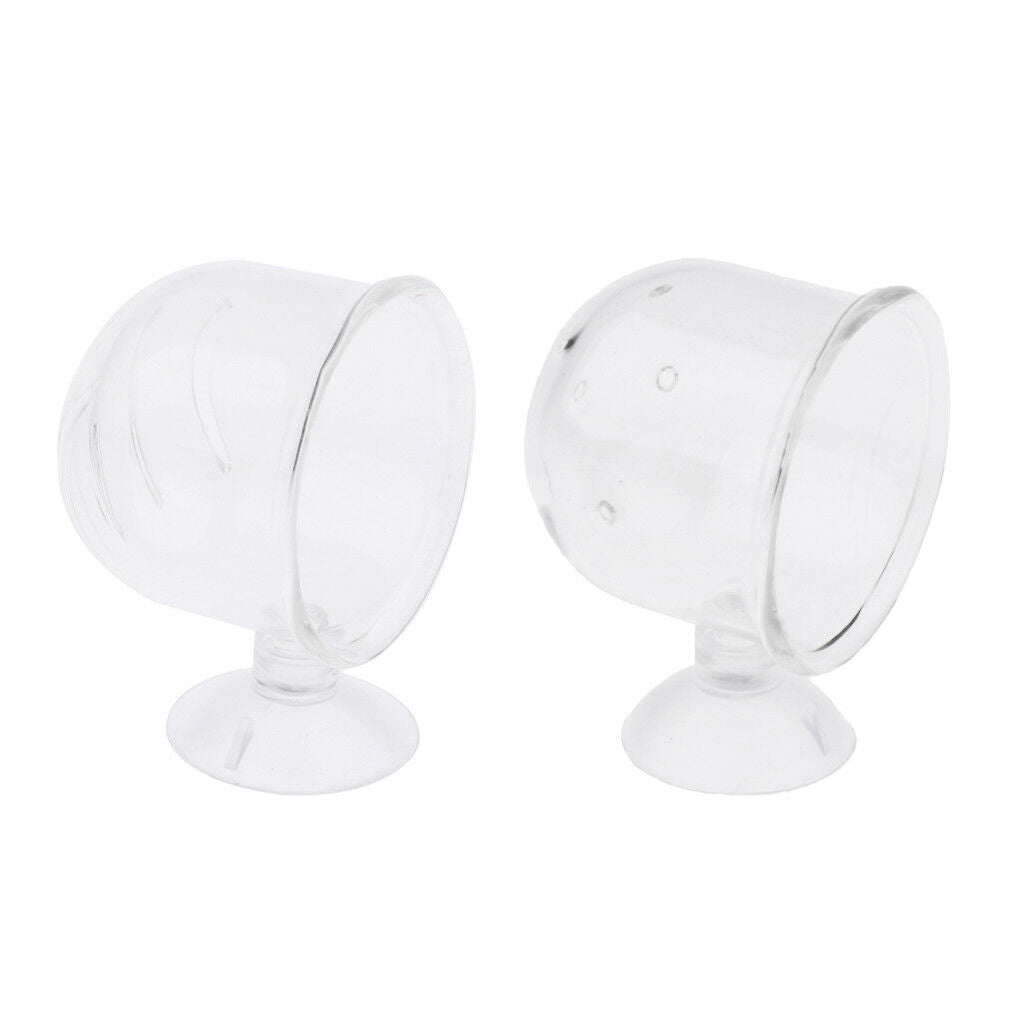 Set of 2,Glass Pot Plant Cup Holder Shrimp Aquarium   Tank Aquatic Feeder