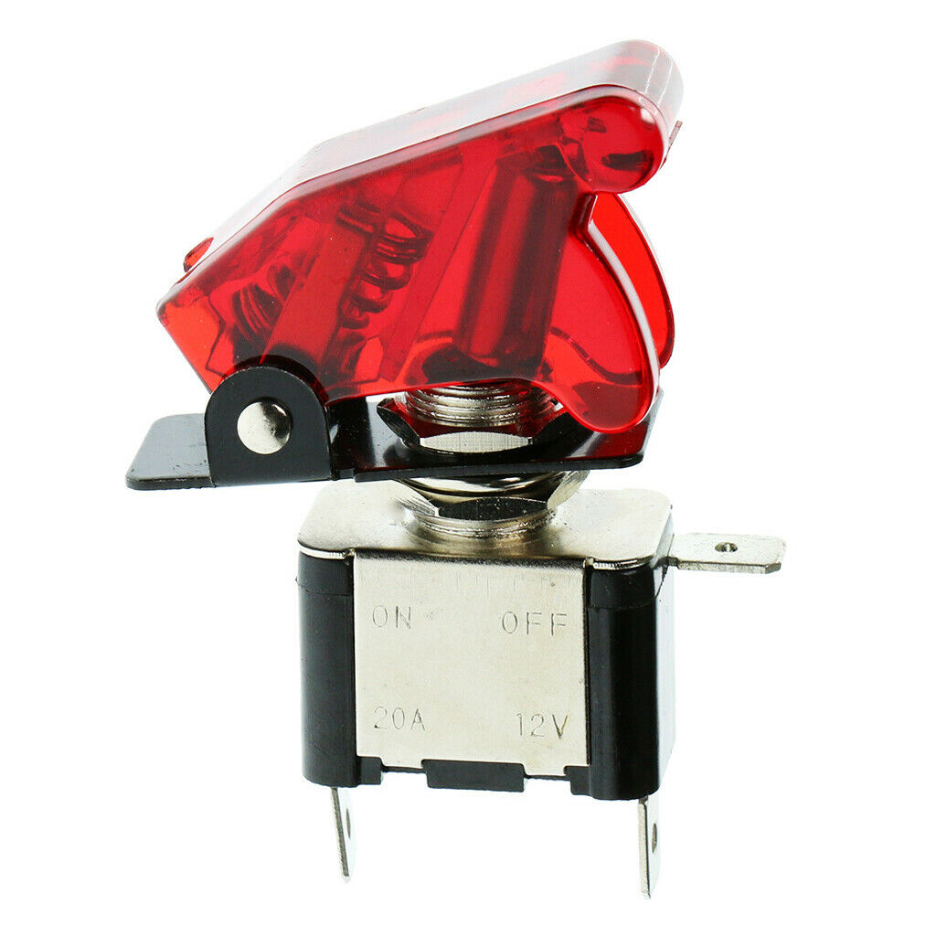 Car Truck Boat Red Cover LED Light 20A 12V Rocker Toggle ON/OFF Switch SPST