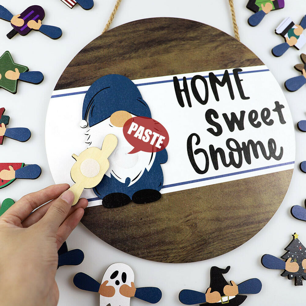 Welcome Hanging Sign with Interchangeable Holiday Pieces Front Door Garden Decor