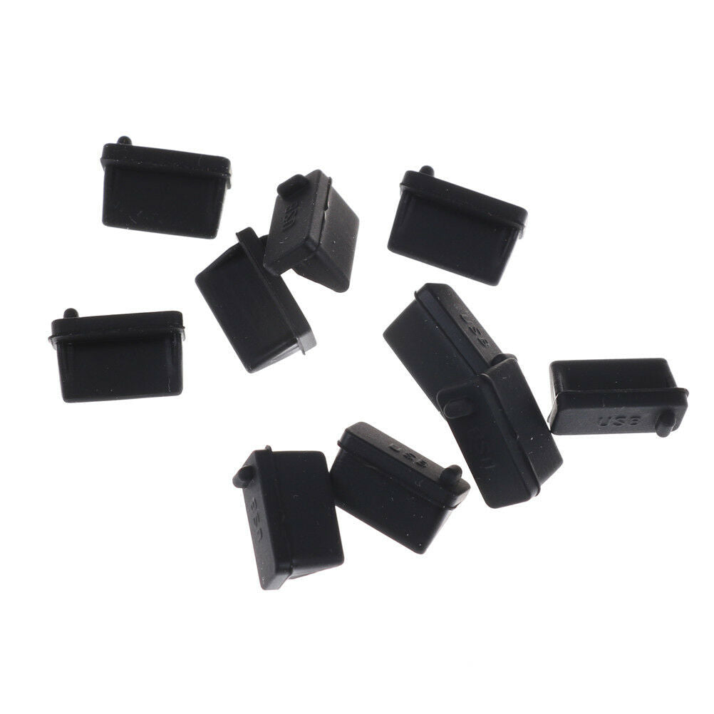10X Black Rubber A Type Female USB Anti Dust Protector Plugs Stopper Cover YISJ