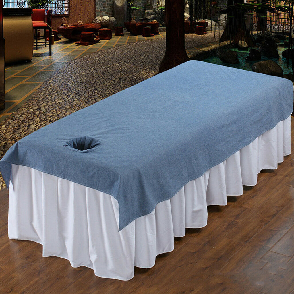 Washable Cotton Acupuncture Massage Table Bed Fitted Pad Cover Sheet Dark Blue