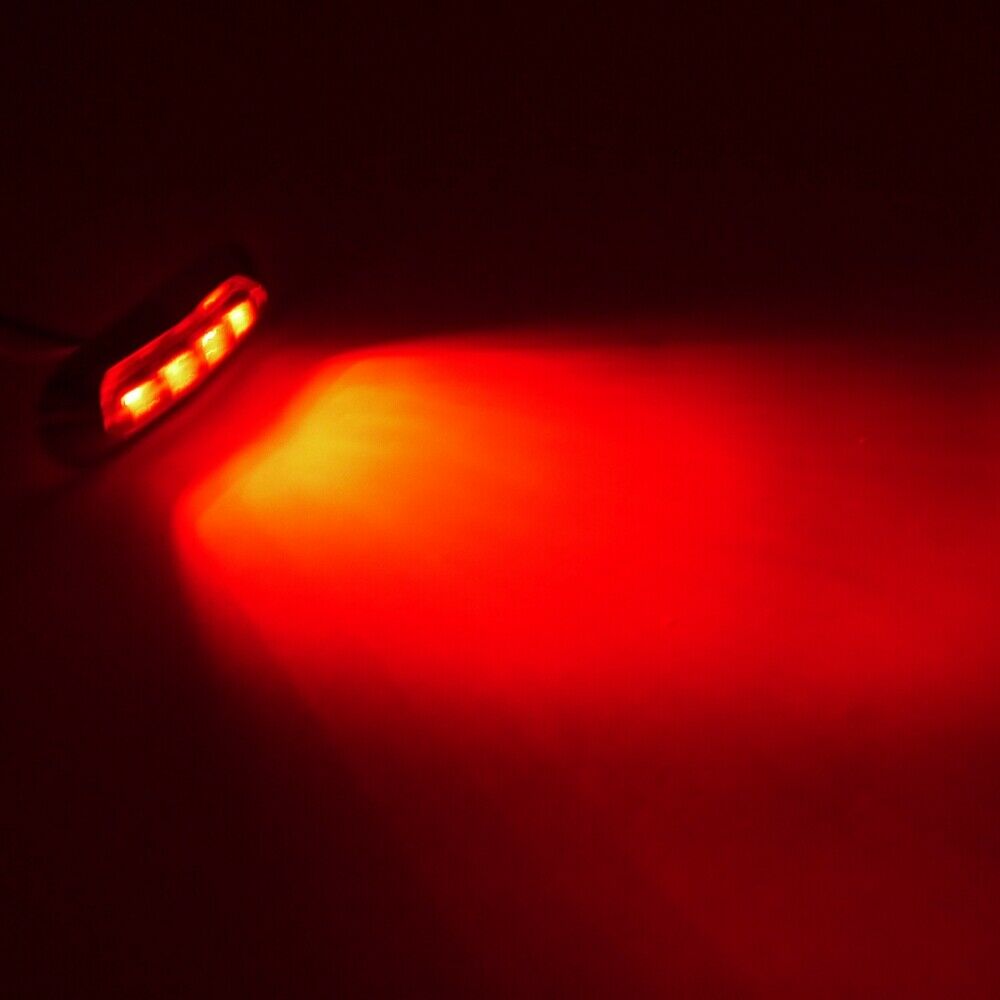 2pcs 3.5" Red Side Marker Clearance Light 4LED w/Chrome Bezel for Freightliner