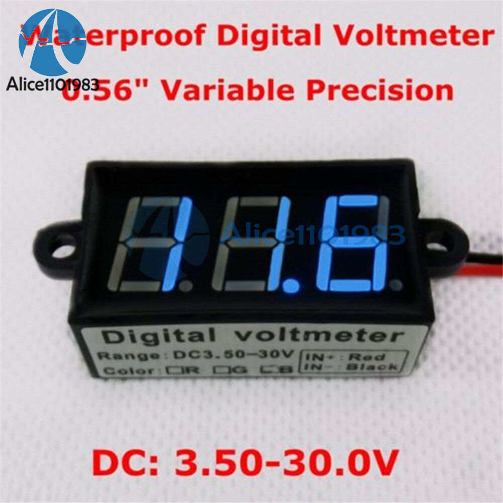 0.56''inch Blue 3Bit Waterproof Digital Voltmeter Voltage Test Module DC3.5-30V