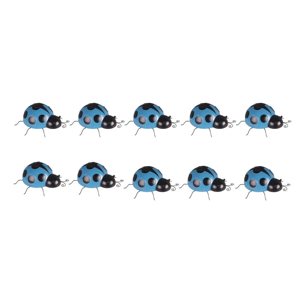 10Pieces Iron Ladybug Wall Decor Lifelike Wall Sculpture Artistic Indoor Outdoor