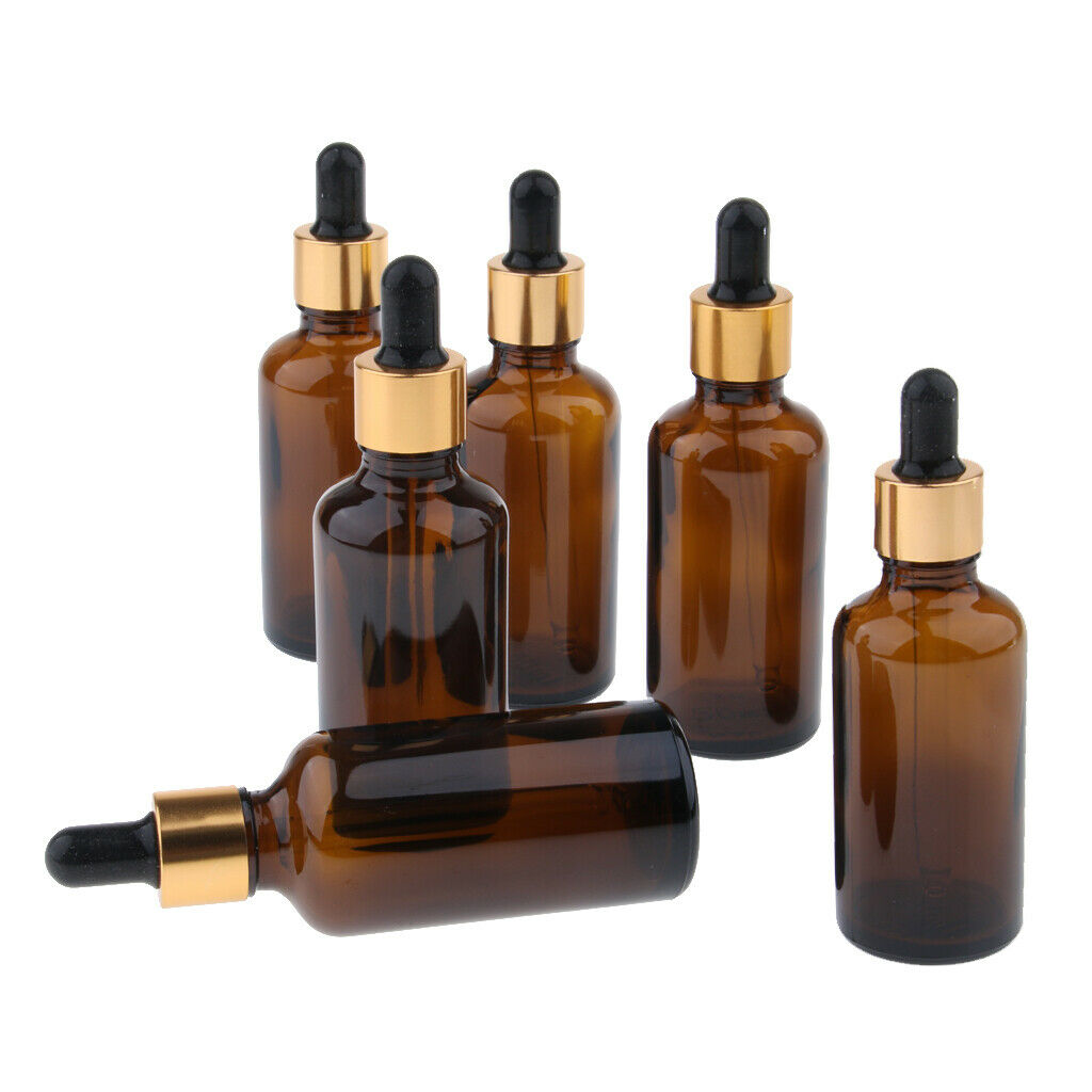 2X 6x Empty Dropper Bottles Refillable Essential Oil Cosmetic Jar Canning 50ml