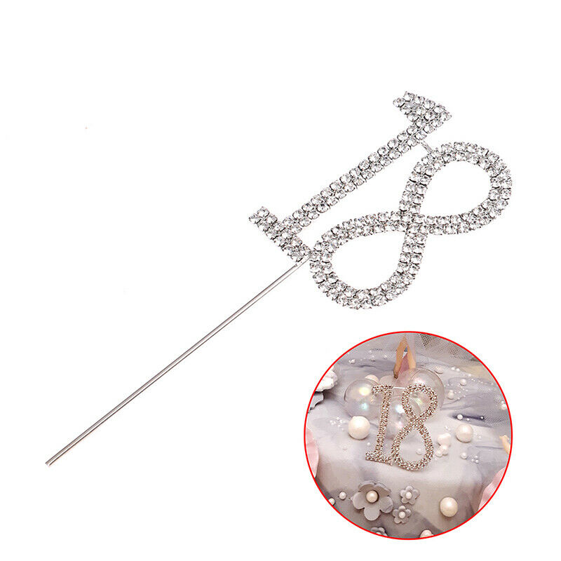 1pcs Crystal Rhinestone 18th Cake Topper Anniversary Birthday Party Decor.l8