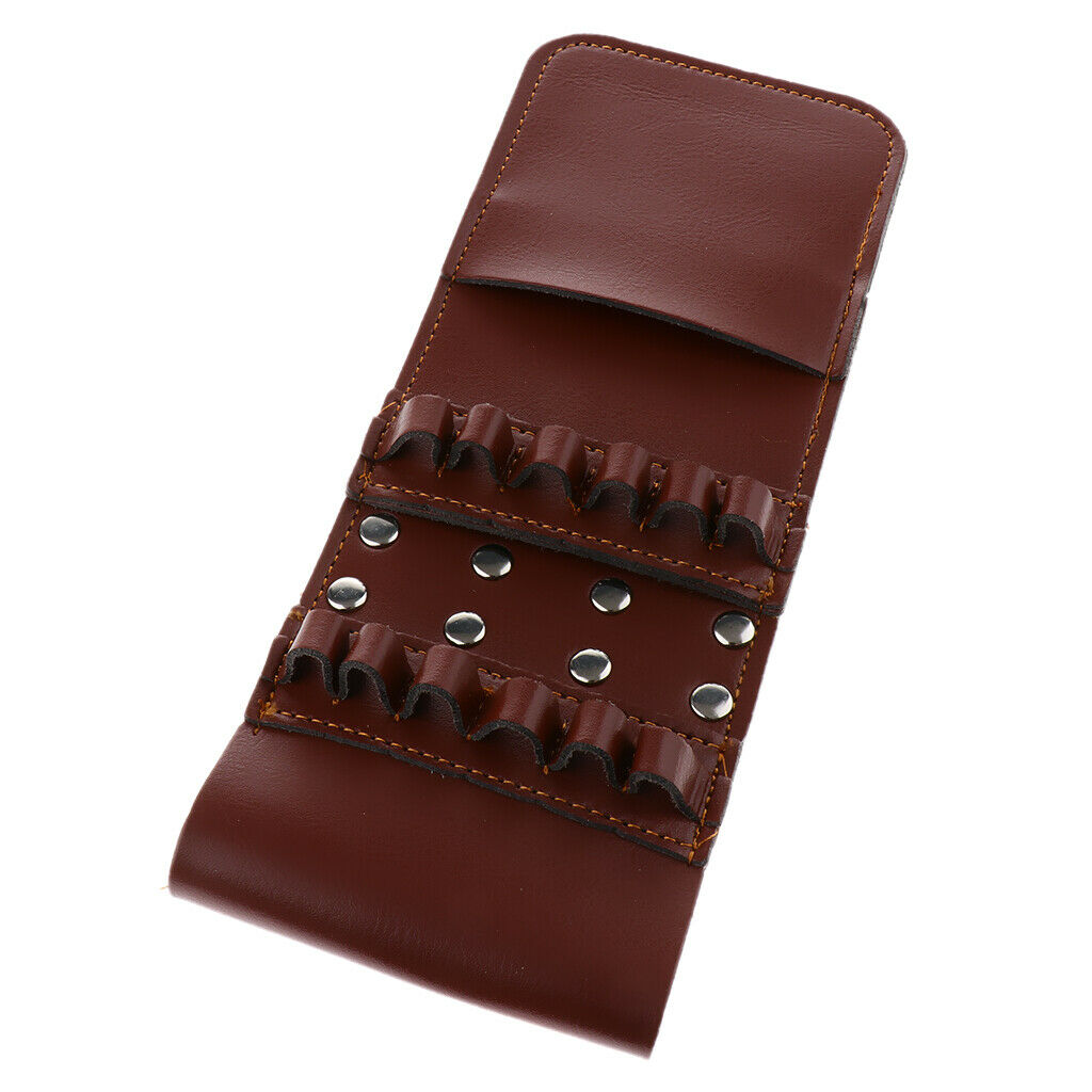 Hunting Archery Leather Arrow Quiver Pocket Holder Bag for 12 Arrow Brown