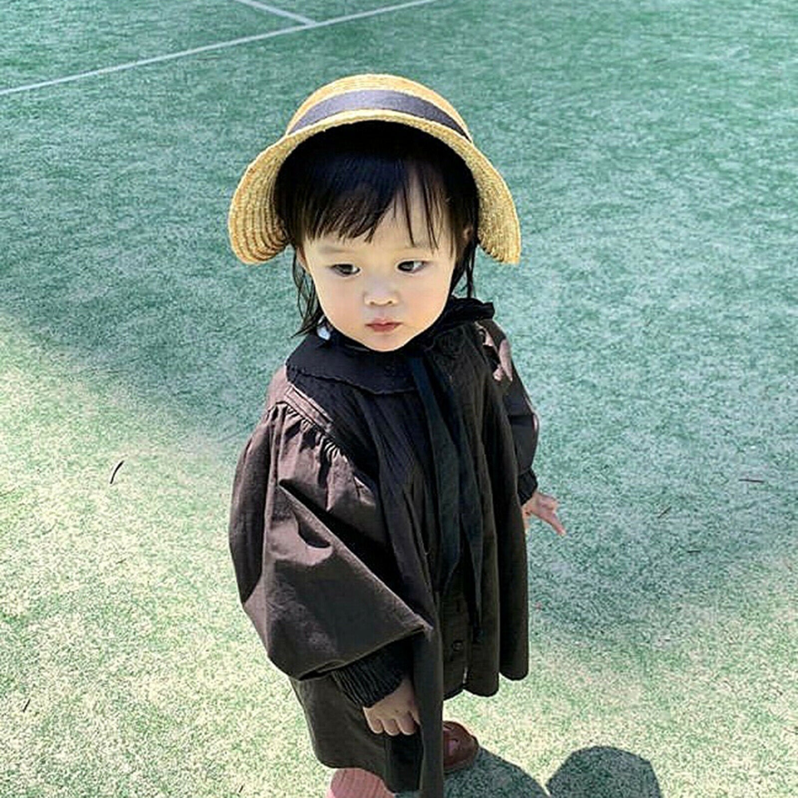 Children Visor Sun Hat Girls Summer Straw Baseball Cap Kids Beach Bucket Hat