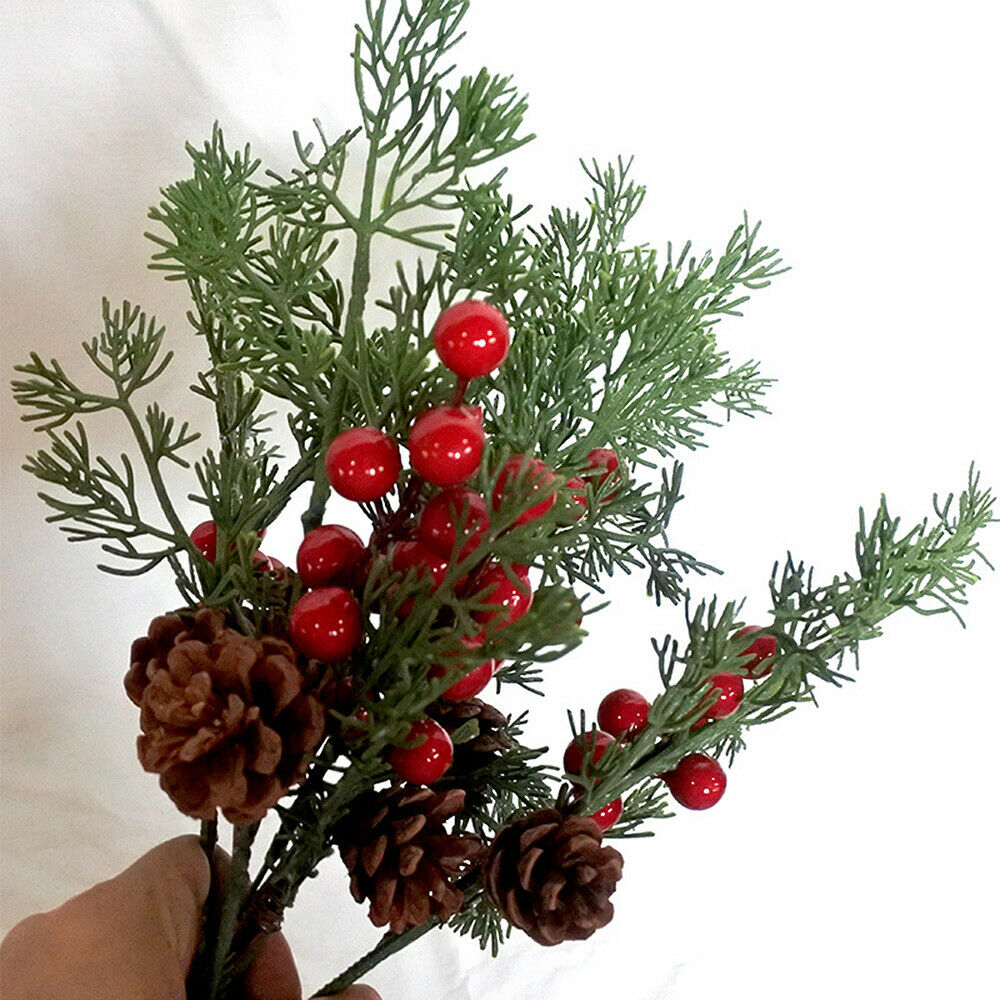 Christmas Artificial Flower Berry Pine Cone Branch Xmas Tree Ornament Home Decor
