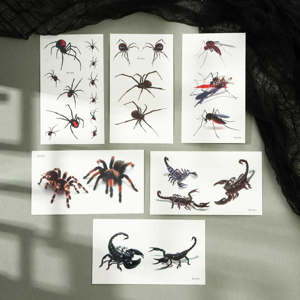 Halloween Temporary Tattoo Stickers Skin Decor Spider Scorpion Style Body Art