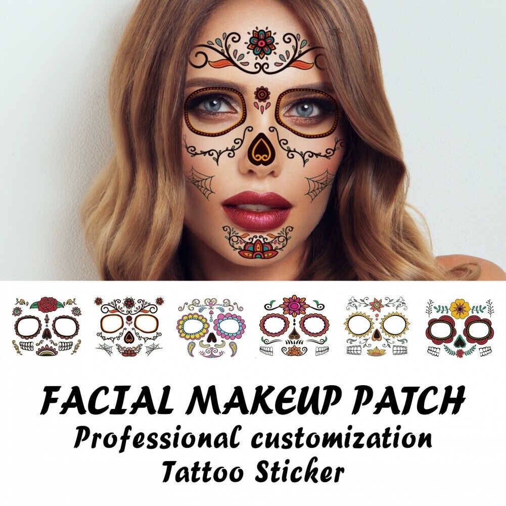 6Pcs/set Halloween Face Stickers Tattoo Funny Ghost Festival Face Stickers