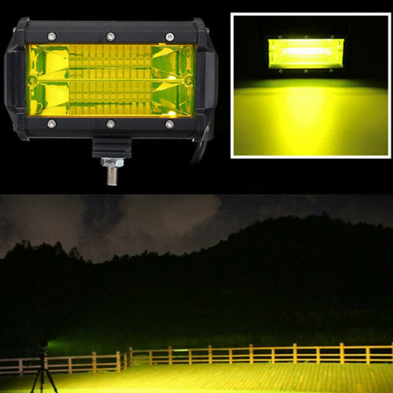 2X 72W Car Doul Row Yellow LED Work Light Off-road Maintenance Headlight Foglamp