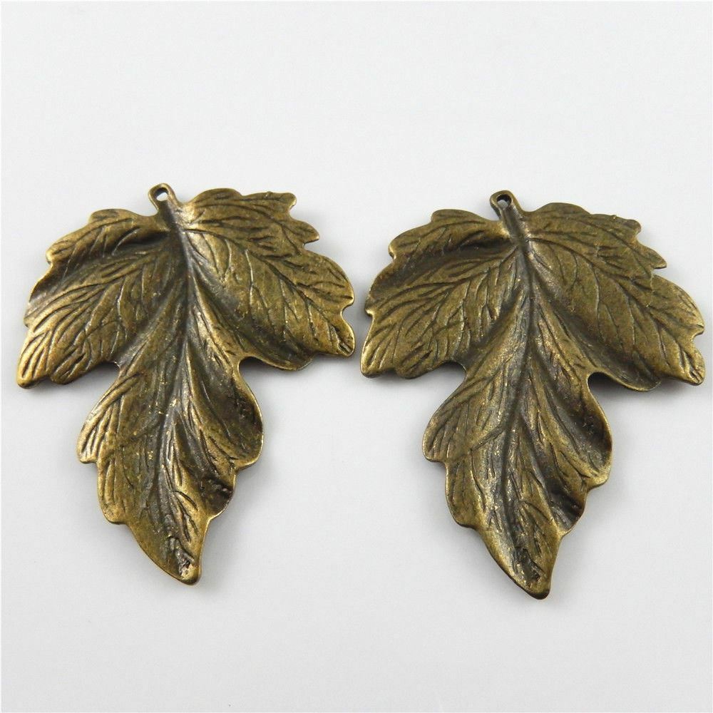 6pcs/lot Antiqued Bronze Leaves Shape Zinc Alloy Crafts Pendant Charms 63*50*3mm