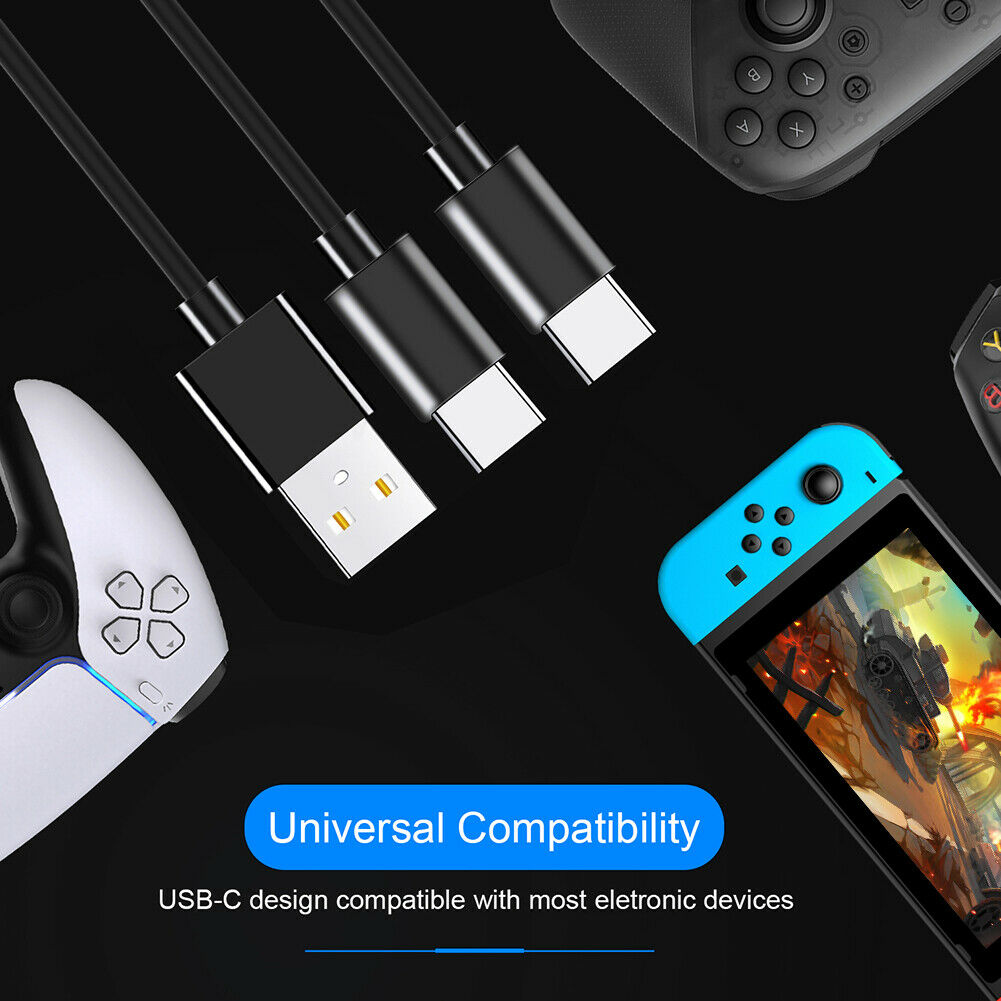 2 in 1 USB C Cable for Nintendo Switch Switch Lite Console Pro Controller @
