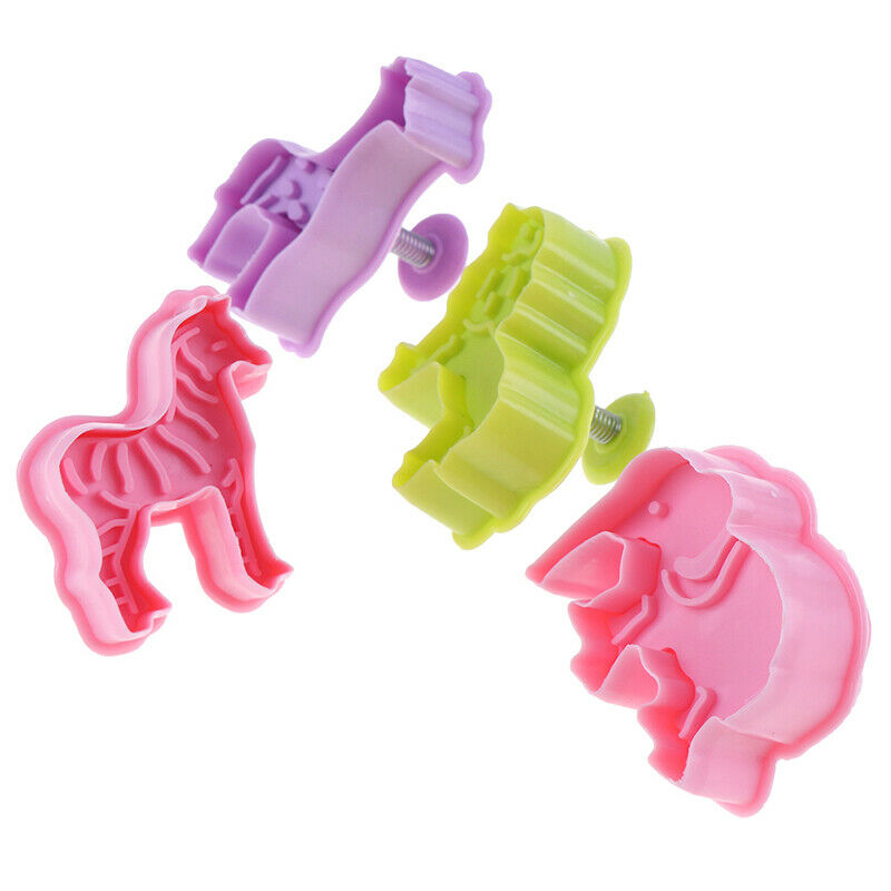 4Pcs Lion Giraffe Zebra Elephant Animal Fondant Cake Mold Biscuit Cookie .l8
