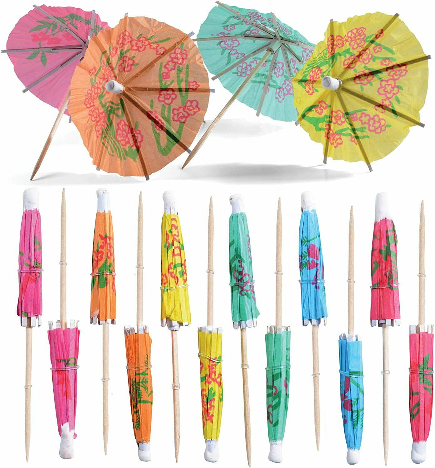 50PCS Mixed Cocktail Umbrellas Parasols for Party Tropical Drinks Accessories