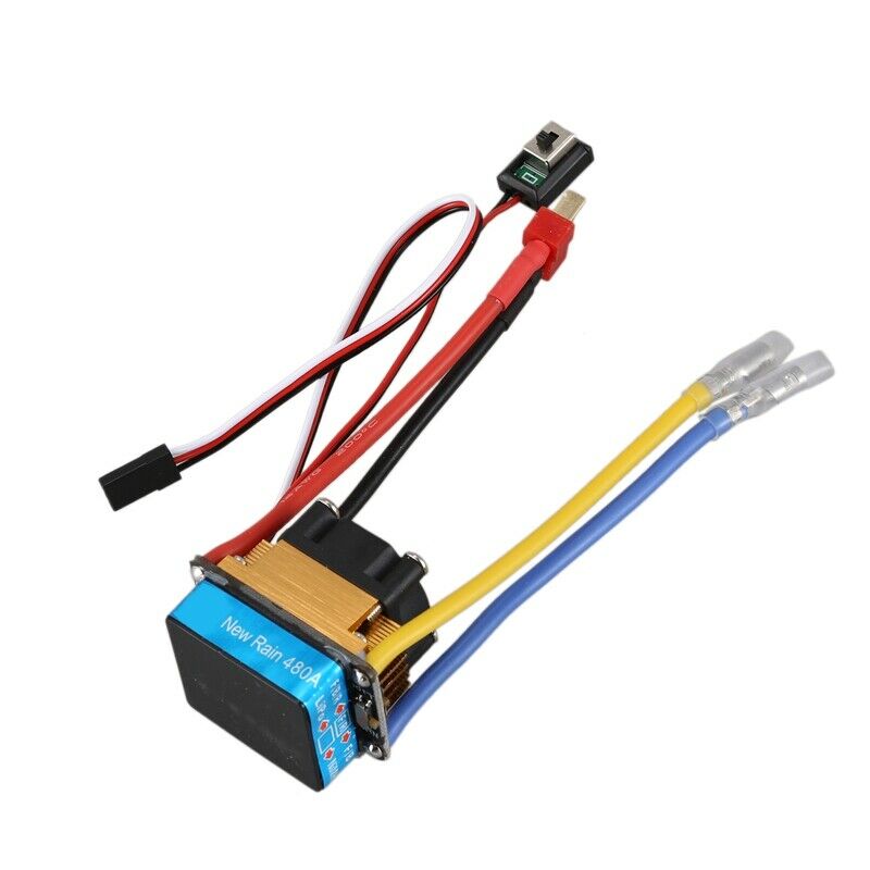 480A Brushed ESC Single Motor with Cooling Fan Waterproof 2-4S 3 Modes 5V/3A BU9
