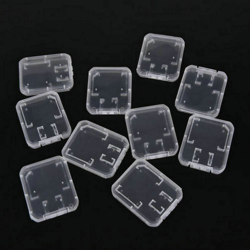 10pcs Transparent Standard SD SDHC Memory Card Case Holder Box Storage Useful