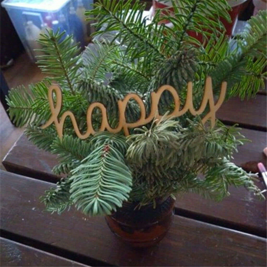 6x Wooden Words Happy Alphabets Set Home Party Decor