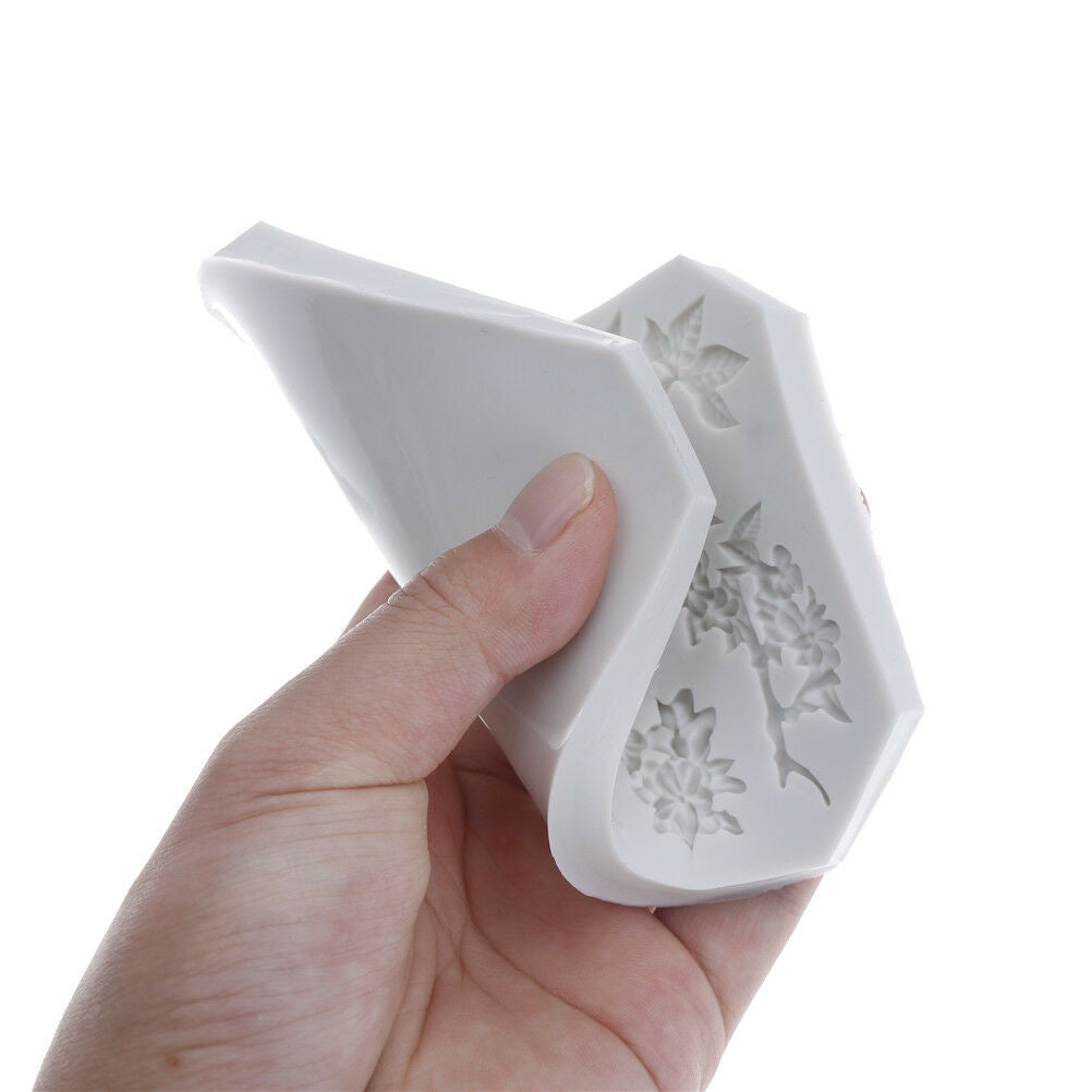 Bird and Flower Silicone Fondant Mold Cake Decor Tools Chocolate Gumpaste .l8