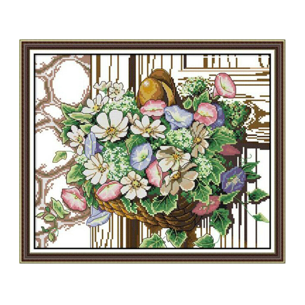 Flower Basket Cross Stitch Kits Beginner Adults Embroidery 14CT Home Decor