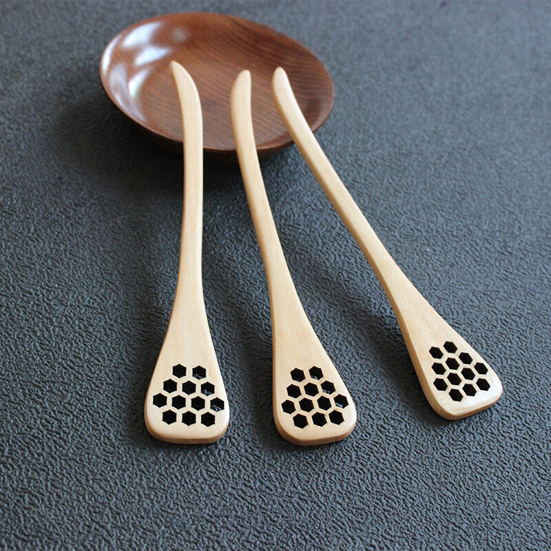 Bionic Natural Wood Honey Dipper Server Mixing Stick Spoon Hea.l8