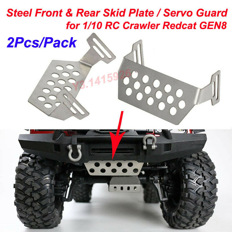 2Pcs Stainless Steel Front & Rear Skid Plate / Servo Guard for 1/10 Redcat GEN8