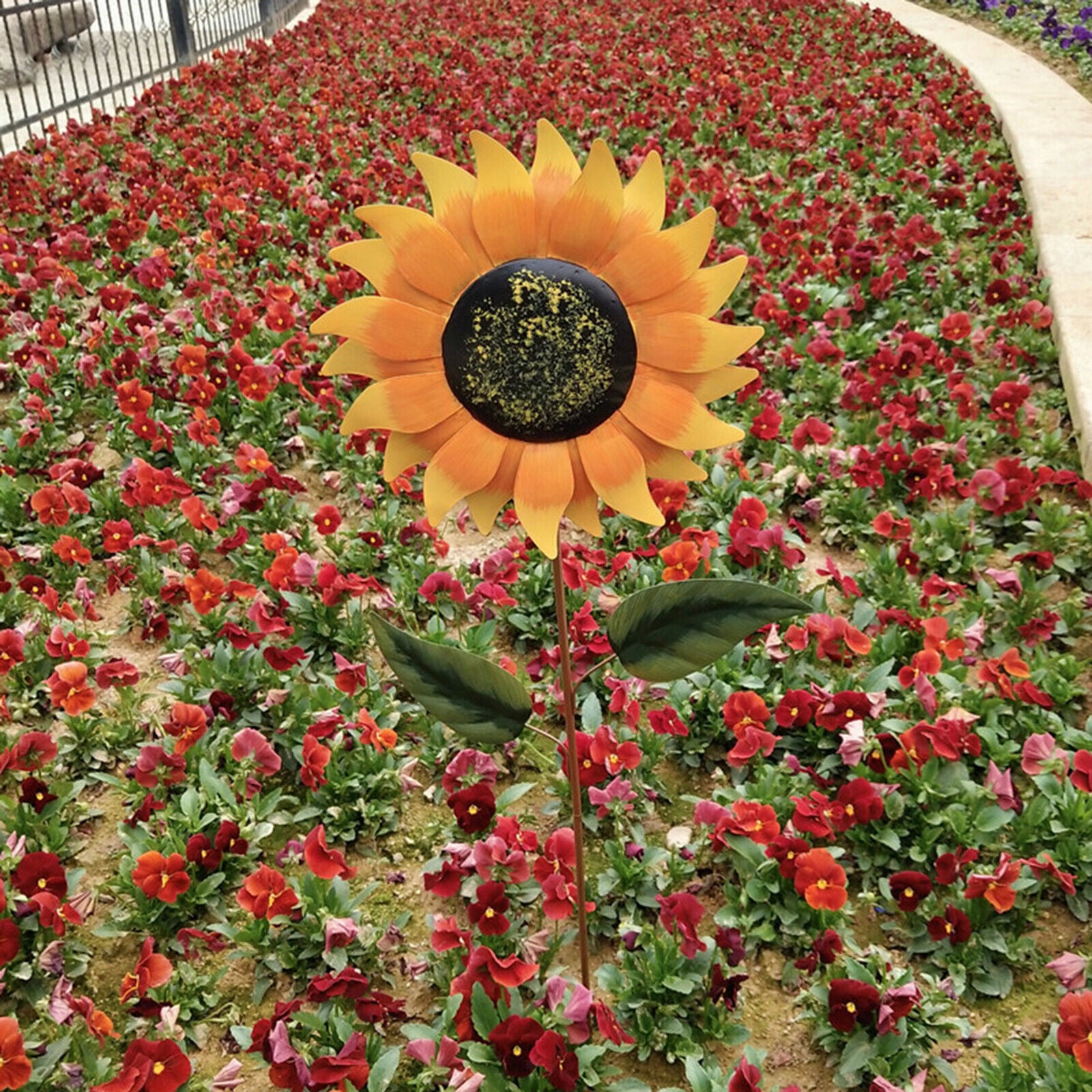 Sunflower Stake Stick Garden Yard Lawn Patio Landscape Ornaments Art Craft