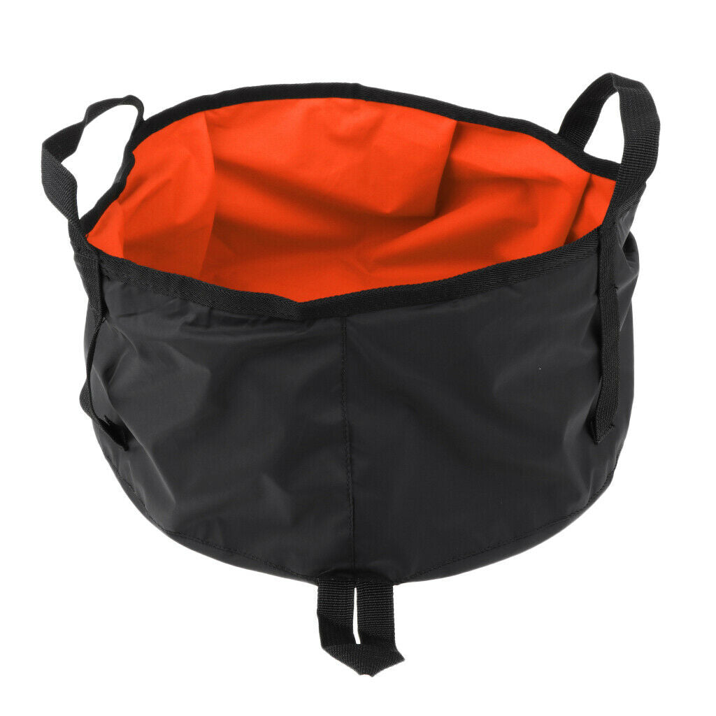 8L Camping Hiking Folding Wash Basin Bucket Travel Water Storage Bag orange