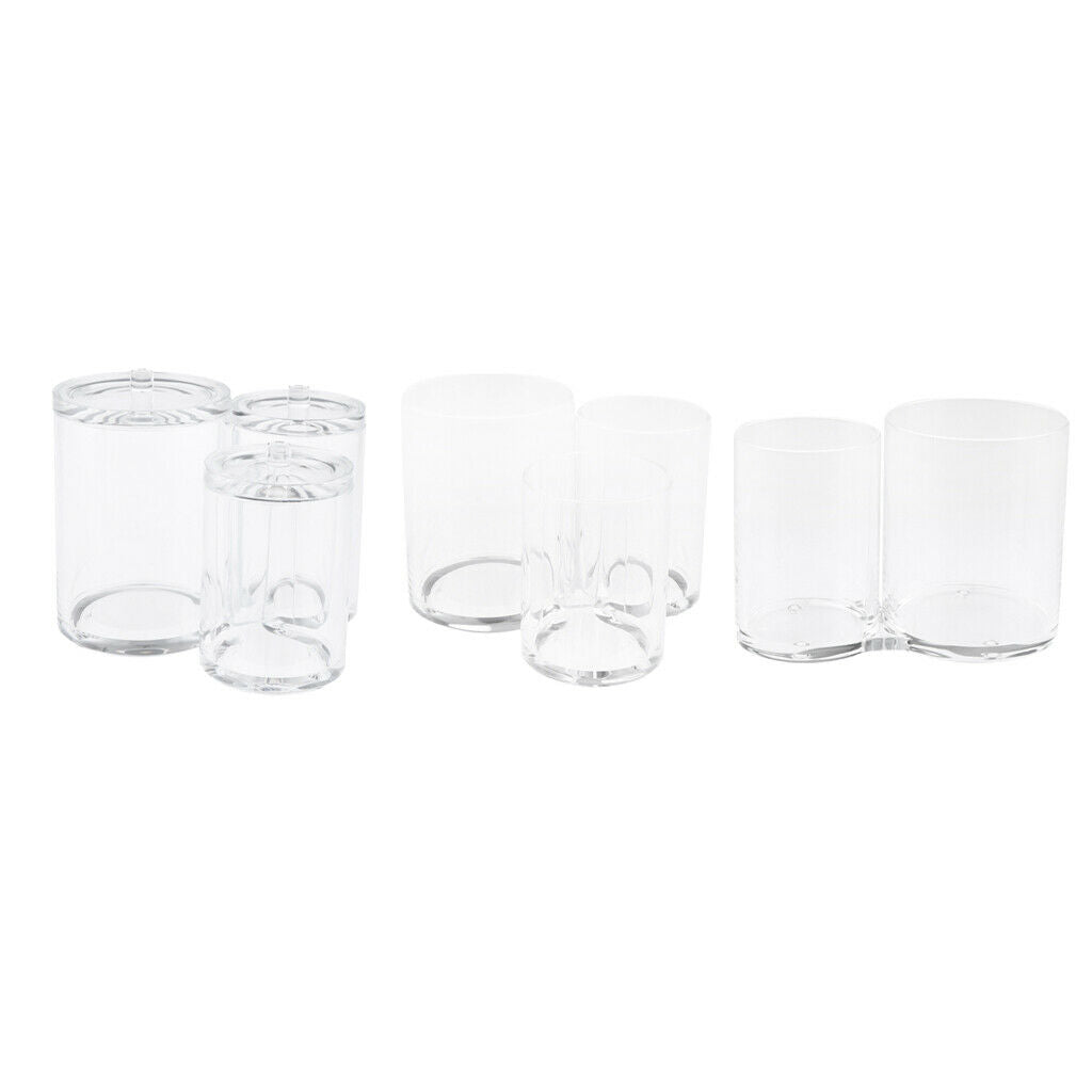 Clear Acrylic Brush Organizer Holder Cup Makeup Display 3 Space with Cover