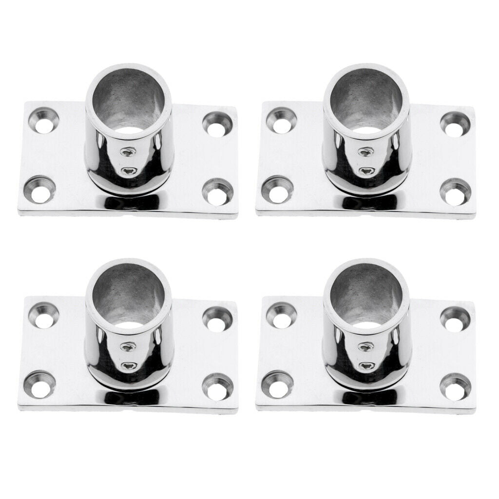 4x Boat Hand Rail Fitting 90 Degree 25mm Rectangular Stanchion Base Marine
