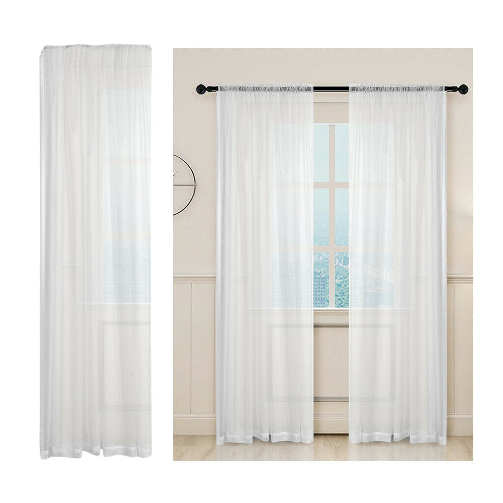 2x Gauze Sheers Rod Pocket Window Curtain for Balcony Bedroom 39x79inch