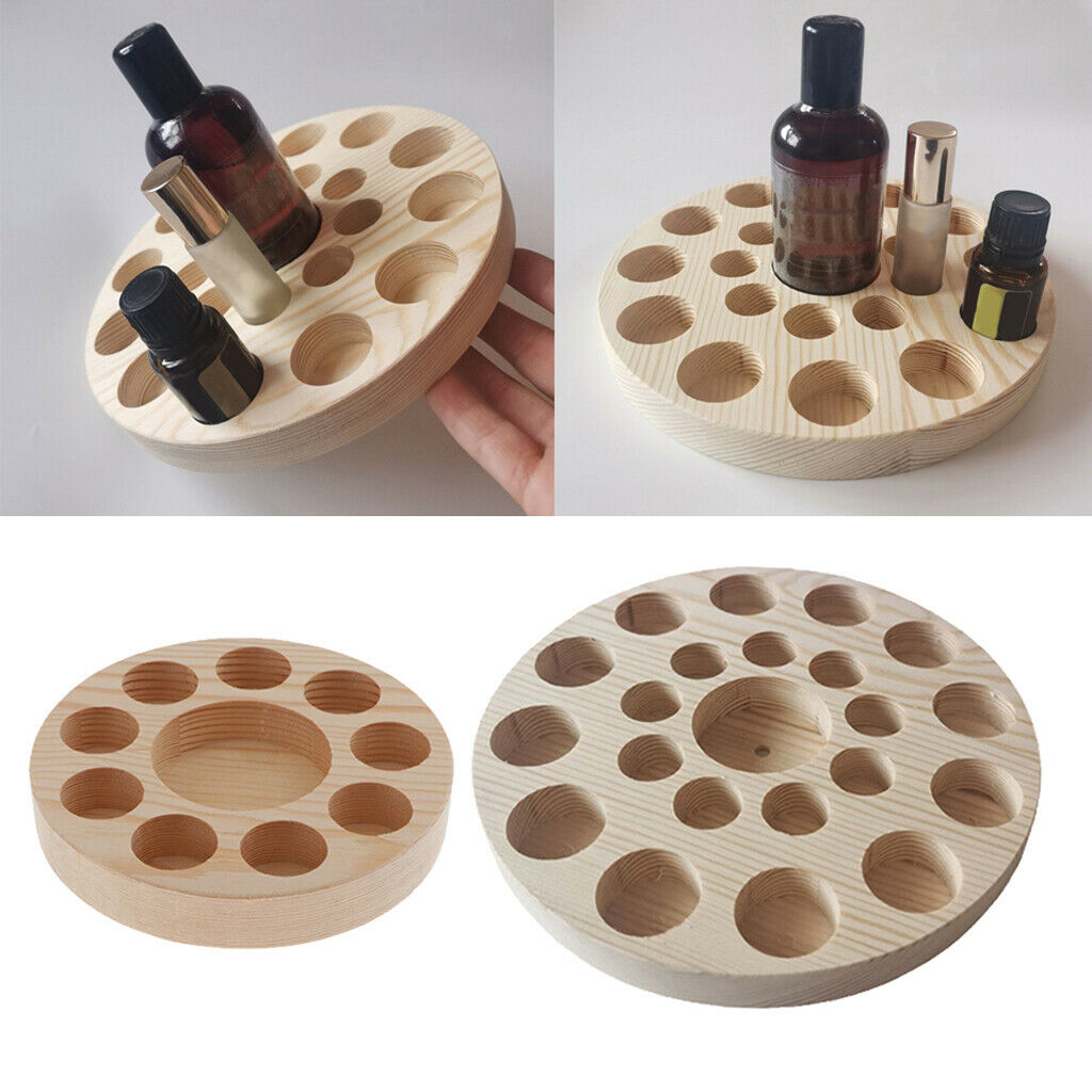 10/22Bottles Wood Storage Rack Essential Oil Holder Makeup Tray Shelf for