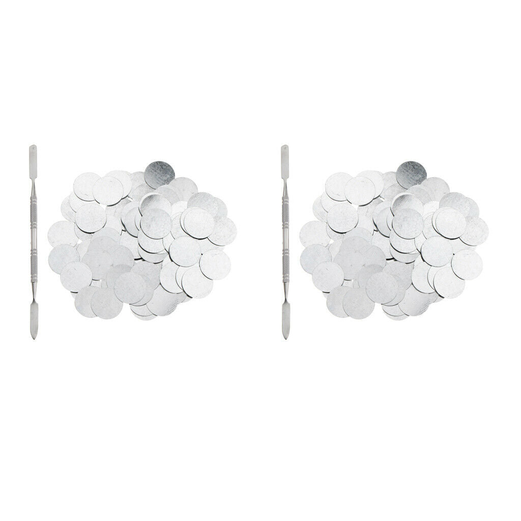 200x Empty Makeup Pans Stickers 2x Depotting Spatula for Eyeshadow Lipstick