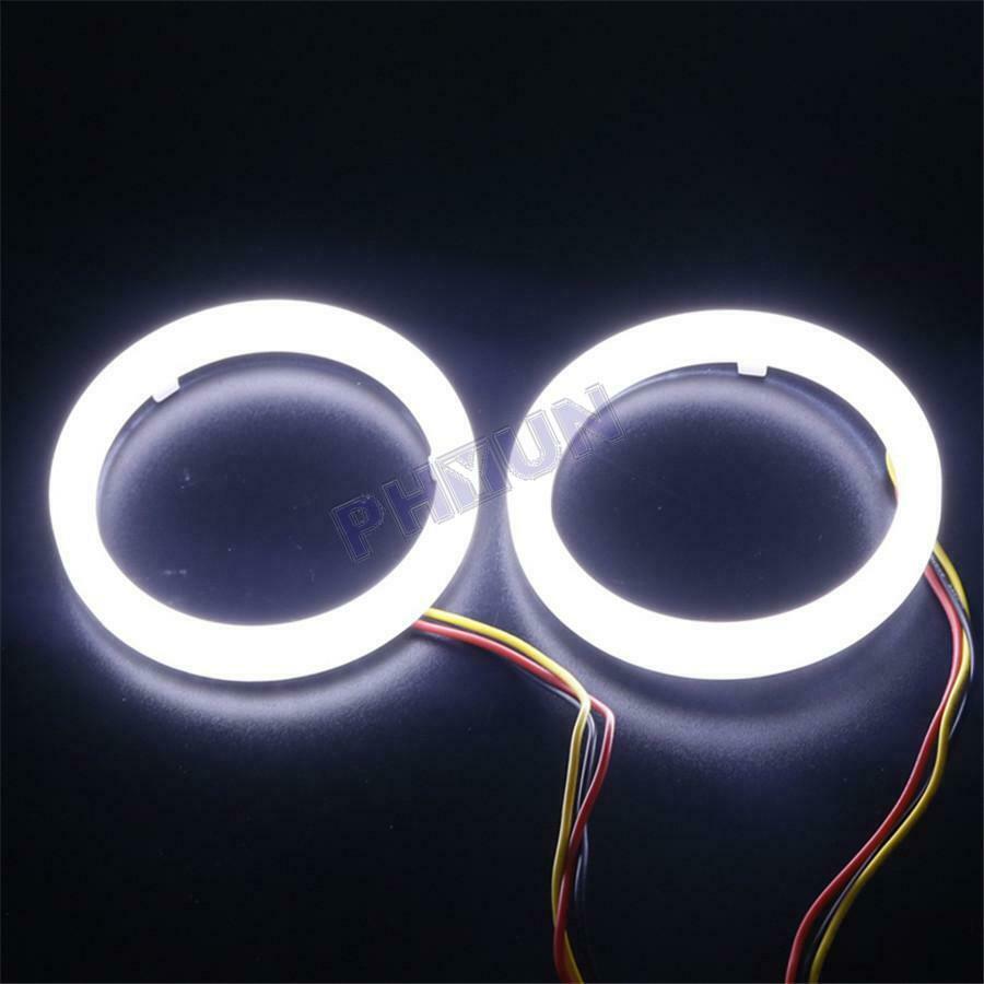 2Pcs Car White Amber 60MM LED Angel Eyes Halo Rings Headlight DRL Light Retrofit