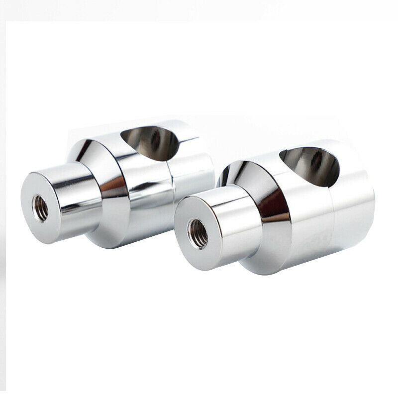 2PCS Chrome Round 25mm Handlebar Riser Universal fit For 1" bars 1/2"-13 Thread