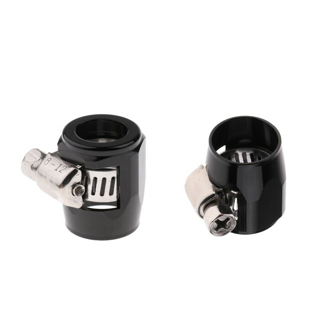 2X AN6 Car Fuel Oil Water Hose Pipe End Finisher Clamp Clip Aluminium Black