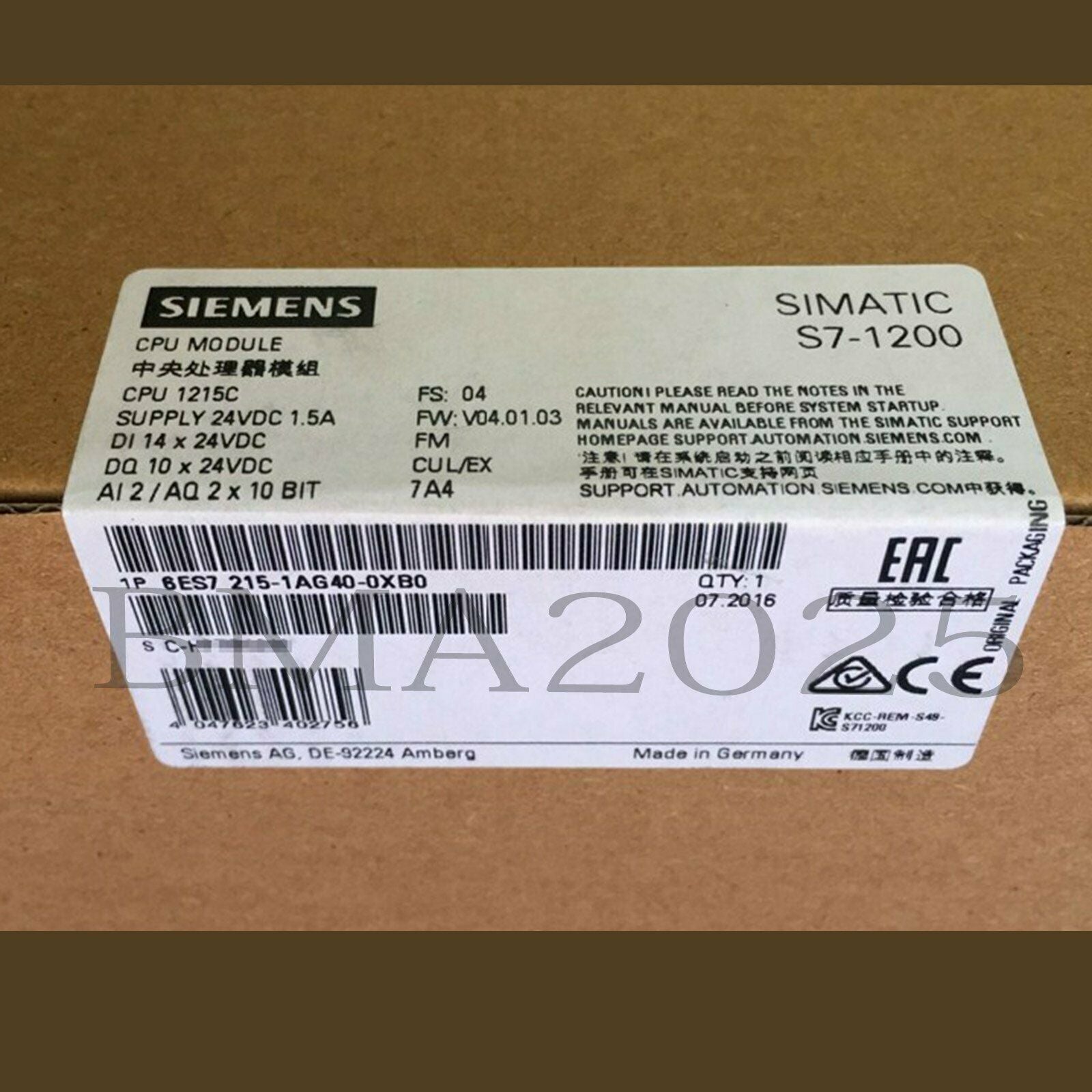 1PC NEW IN BOX SHIP TODAY FREE DHL 6ES7 215-1AG40-0XB0 6ES72151AG400XB0 SM9T