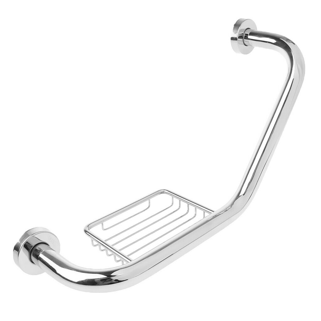 Bathroom Shower Toilet Bath Grab Bar Safety Handrail with Soap Dish Holder