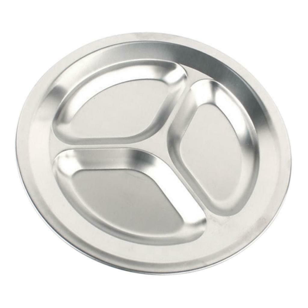 Round 201 Stainless Steel Divided Plates for Kids Picnics Portion Control