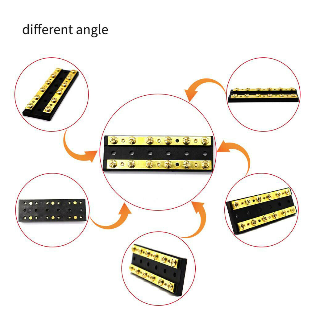 Boat Marine Terminal Block with Dual 6 Stud Bus Bars 8-32 Screw Terminals