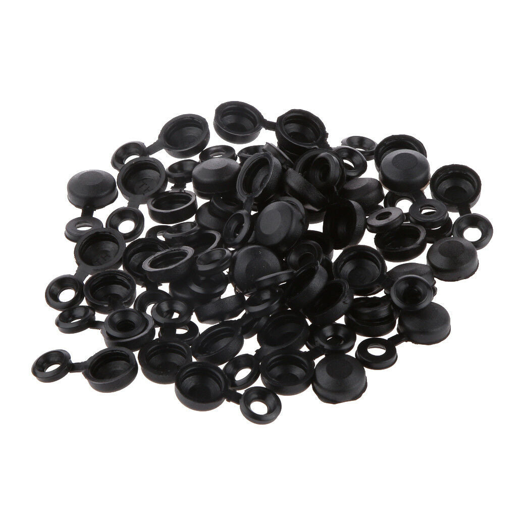 Pack of 50 Pieces Hinged Plastic Screw Washer Cover for 6g 8g Screws Black