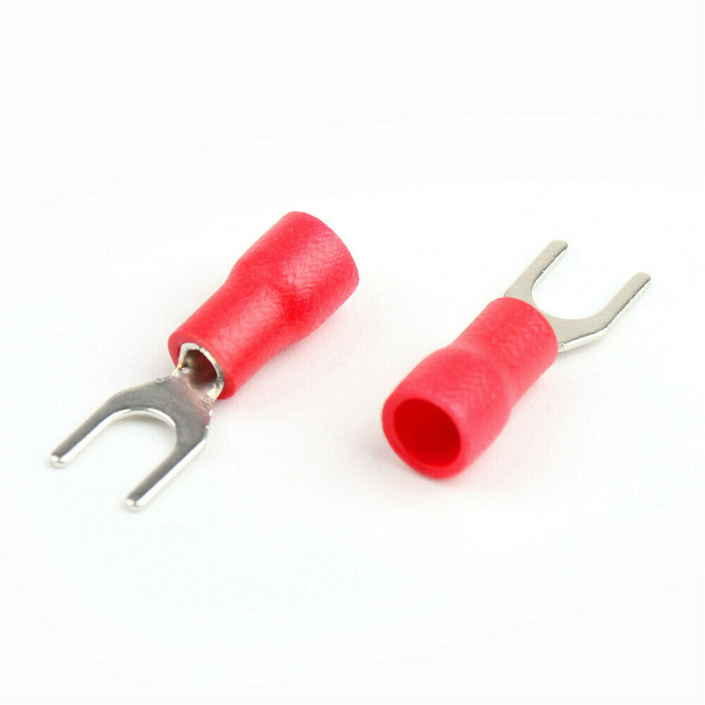 100Pcs Red SV1.25-4 Furcate Pre-Insulating Fork Spade 22~16AWG Crimp Terminals