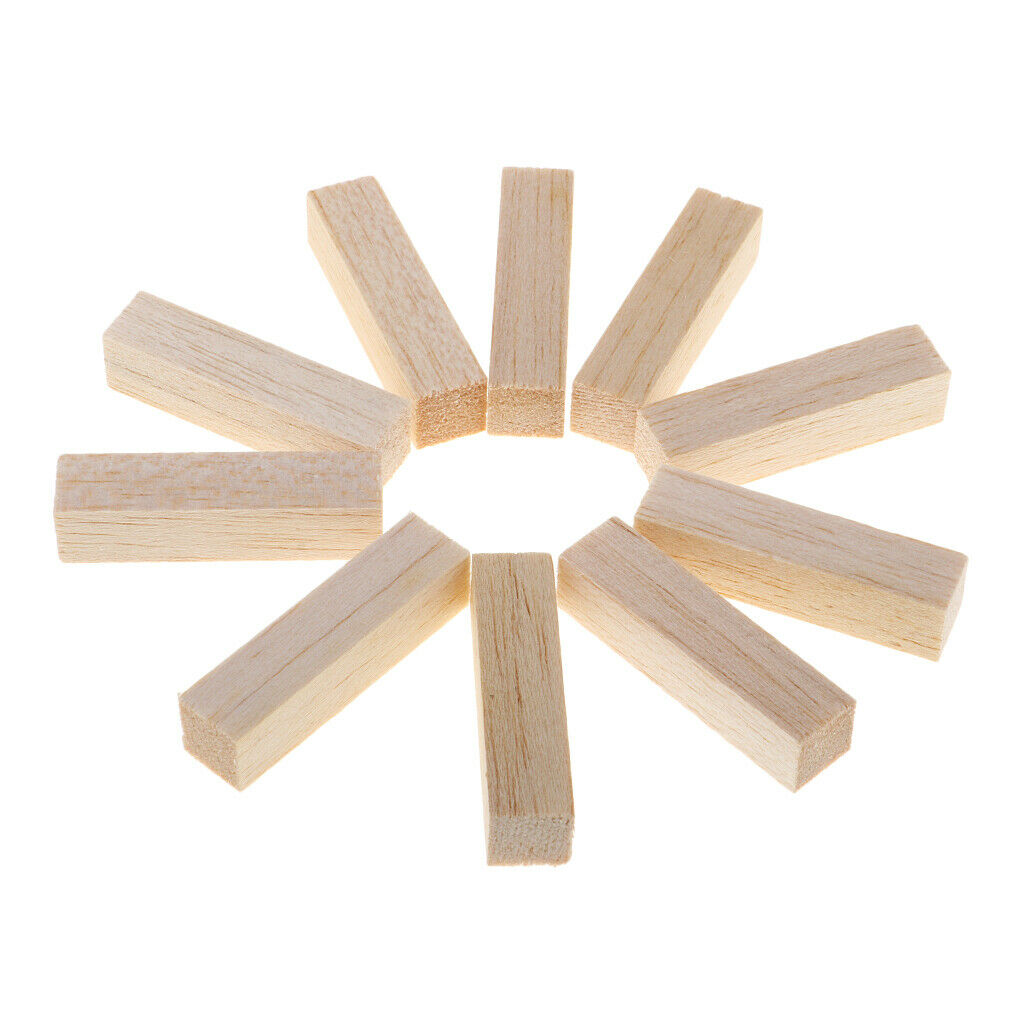 10 Pieces Square Balsa Wood Stick Block Unfinished Woodcraft Dowel Rod 50mm